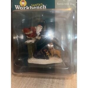 Vintage 2003 Santa's Workbench Santa w/Dog Christmas Village Figurine